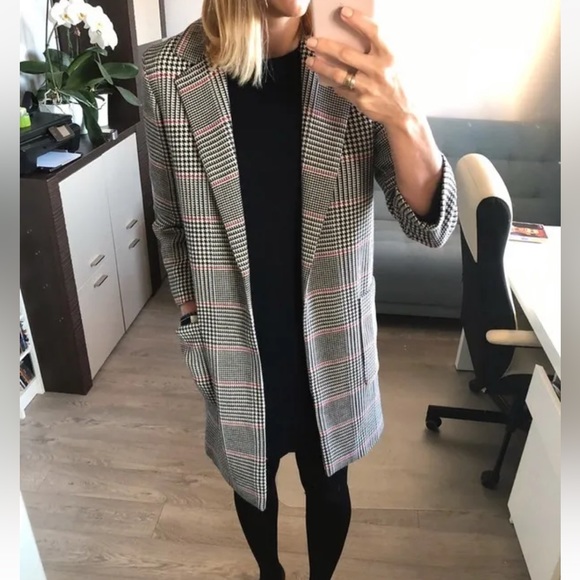 Zara Rare Ecru Tartan Checked Classic Coat Bloggers Favourite. - Picture 5 of 13